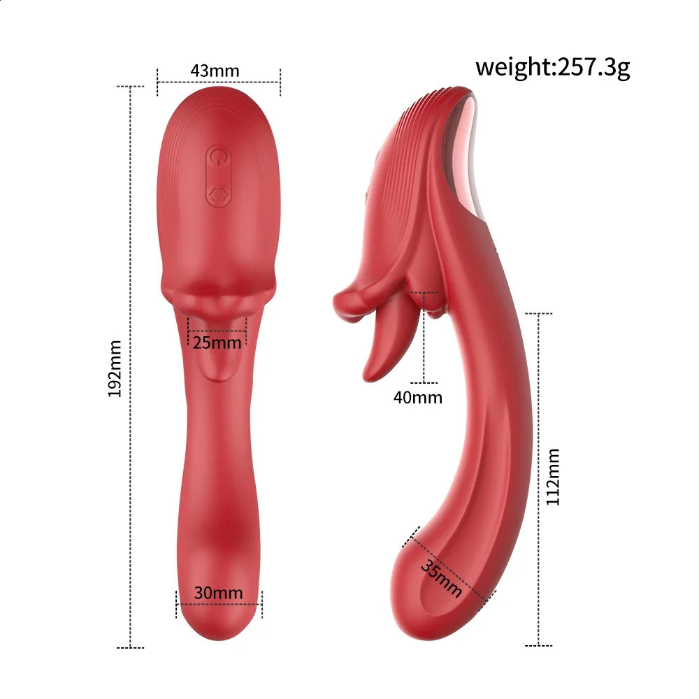 2 IN 1 Female Tongue Licking Vibrator G Spot 10 Frequency Vibration Frequencies Vaginal Massage Dildo Anal Sex Toy 241105