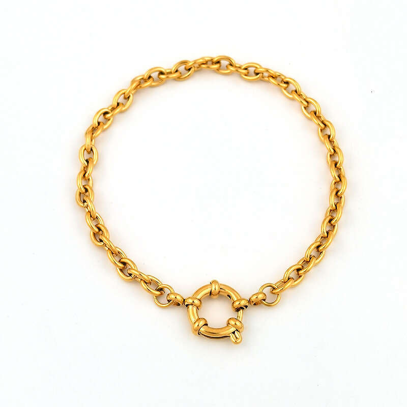 Fashionable and minimalist style spring buckle blade bracelet stainless steel gold-plated paper clip chain trendy women's fashion