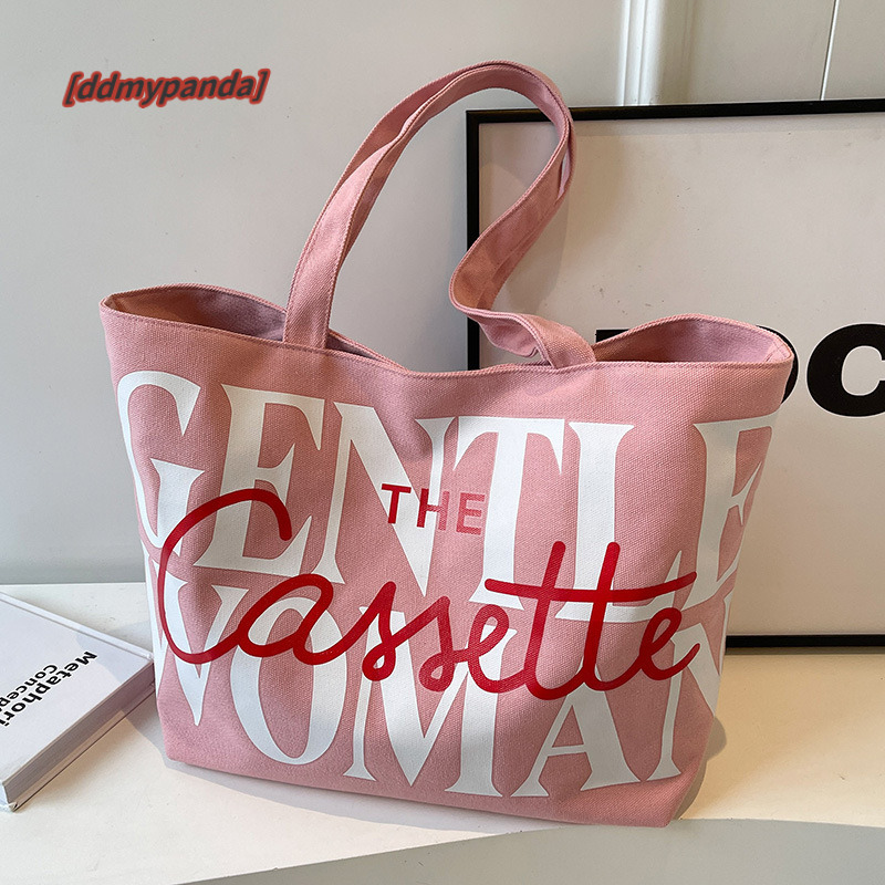 Thai niche canvas for women 2024 new fashionable large capacity letter shoulder class tote bag #13 ddmypanda