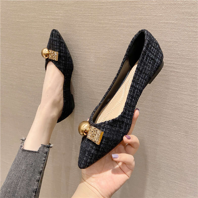 Single Shoe Women 2023 Spring And Autumn New Item Pointed Soft Sole Shallow Mouth Daily Flat Bottom Plus Size Fairy Cloth Surface Scoop Bean Shoes