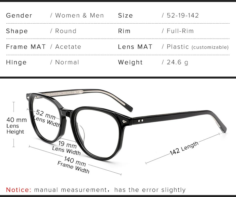 Acetate Optical Prescription Eyeglasses Frame Women Retro Round Myopia Glasses Frame Polarized Magnetic Clip on Sunglasses 241105