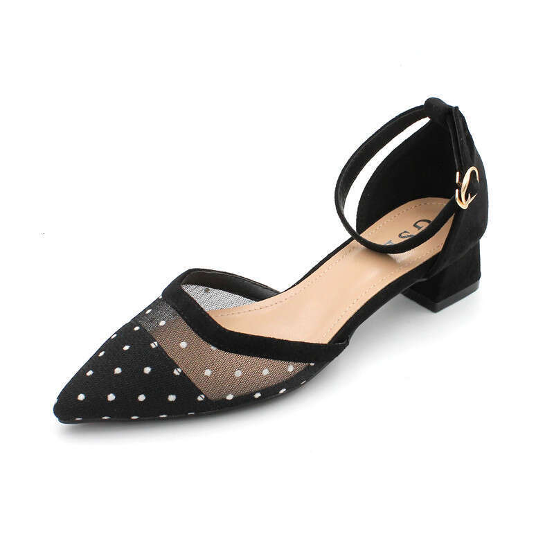 Rough Heeled Fairy Daily Single 2023 Summer New Bag Pointed Breathable Mid Heel Sandals Mesh Women's Shoes