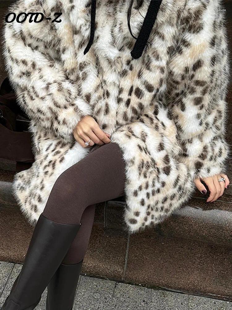 Women's Fur Leopard Print Faux Coat Fashion Full Sleeve Single-Breasted Female Coats Winter Warm Thicken Outwears