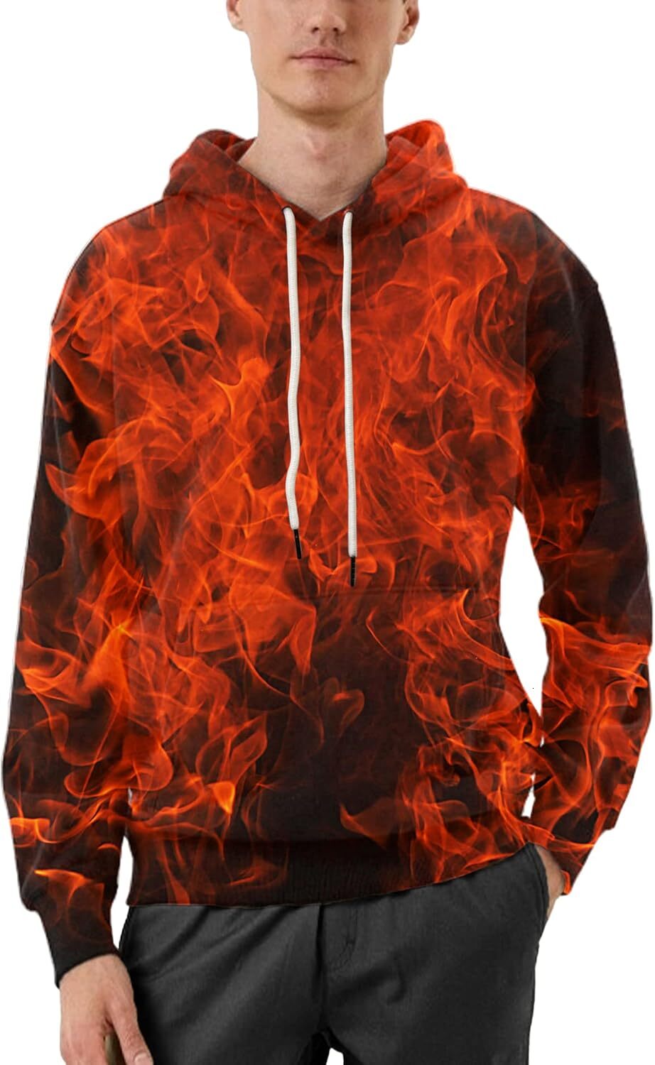 Hoodie for Mens Womens Unisex Realistic 3D Print Galaxy Pullover Hooded Sweatshirt with cool Big Pockets Graphic Hoodies sweatshirt red