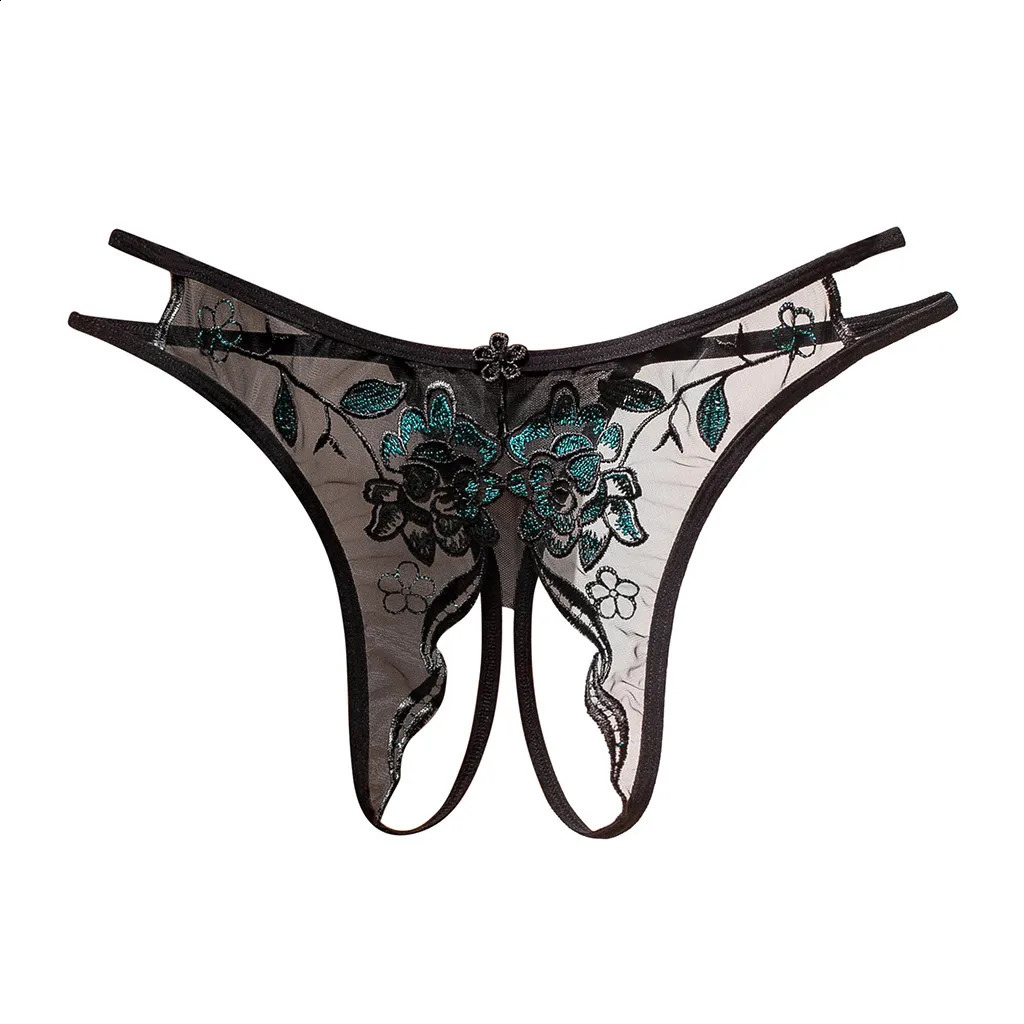 Sexy Underwear Underpants Women Lace Floral Perspective Thong For Ladies Briefs Opening Erotic WomenS Panties 241105
