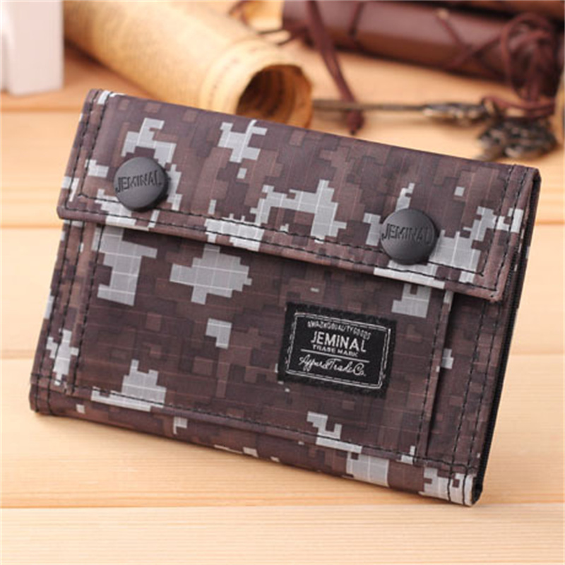 Student Casual Camouflage Designer Canvas Bag For Women Korean Style Short Wallet For Men, Trendy Style