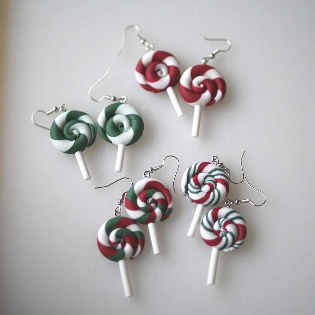 Christmas Winter Holiday Santa Snowman Tree Lollipop Icon Multi Shapes Polymer Clay Earrings Celebration Accessories Gifts 241105