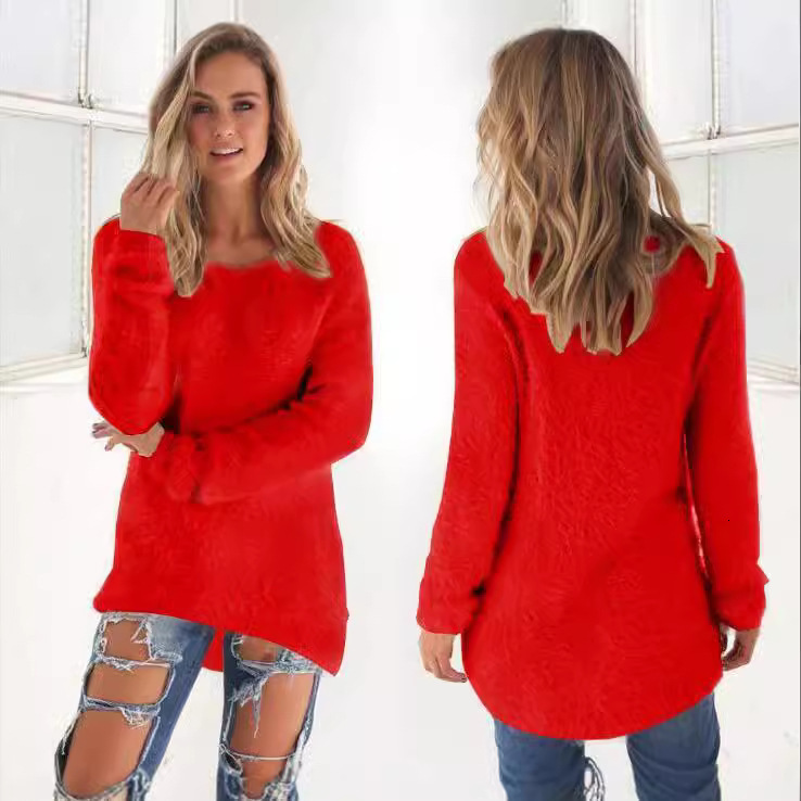 Autumn Winter Fashion Solid Color Long Sleeve Women's Sweater Vintage Sweater