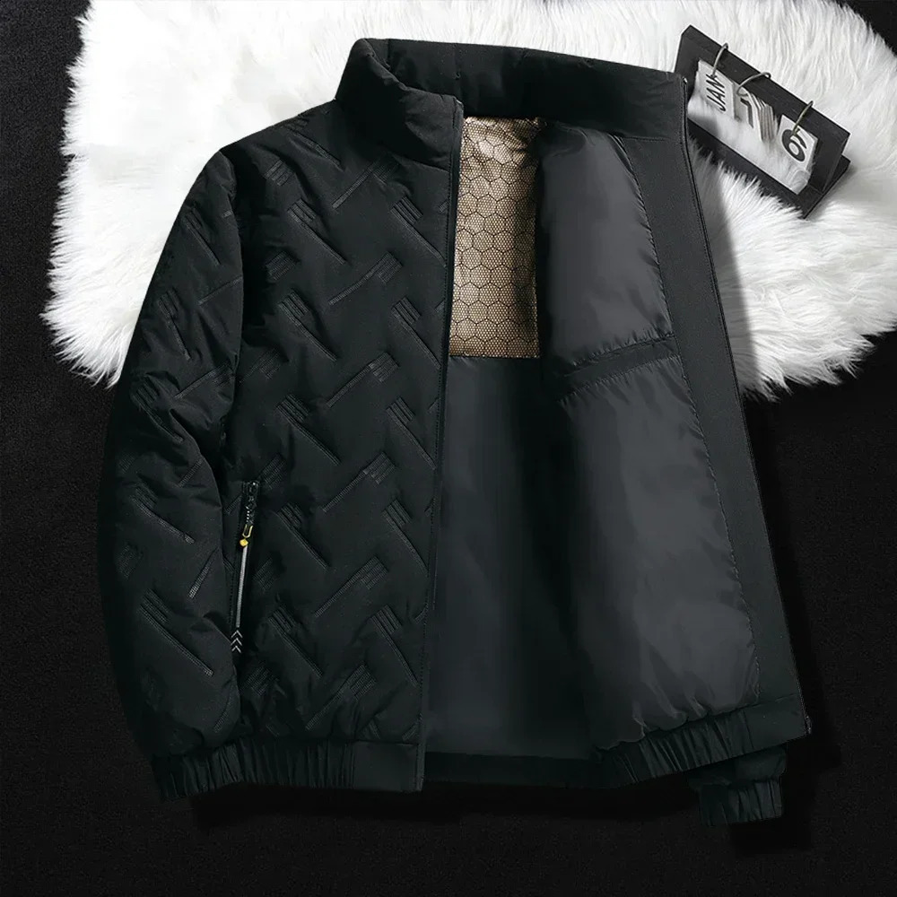 Winter Jacket Men Quilted Cotton Padded Coat Warm Streetwear Stand Collar Casual Puffer Plus Size 6XL 241105