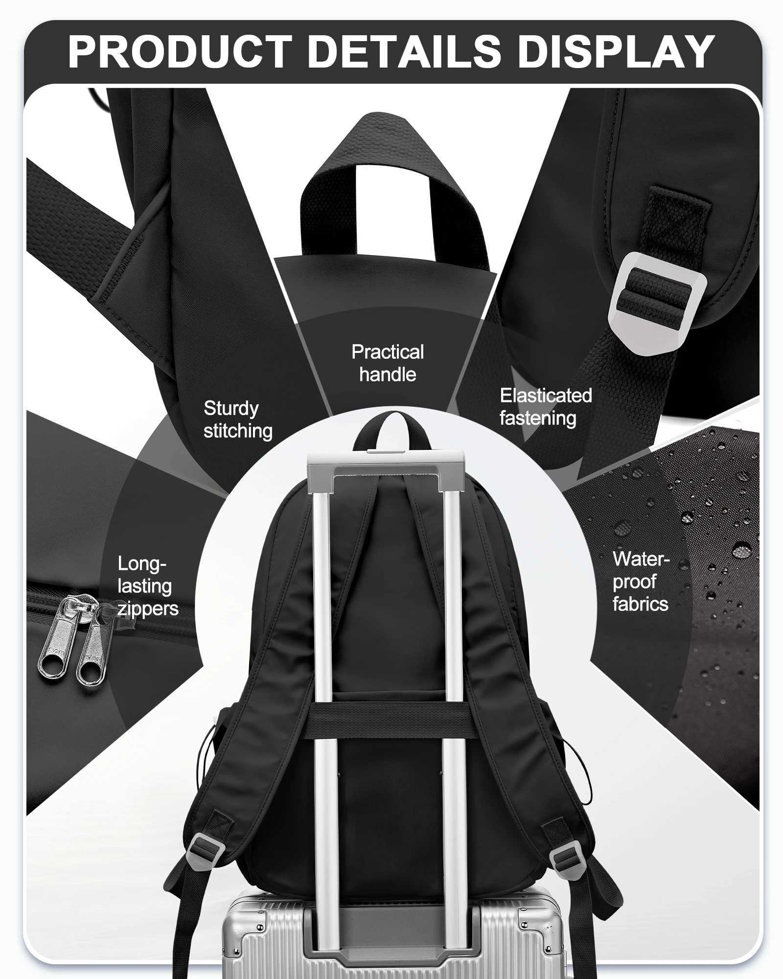 CMM School Backpack for Girls Boys Waterproof Bookbag Women Men College Student Bag Lightweight Travel Rucksack Casual Da 241105