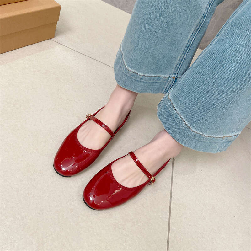 French Style Mary Jane Single For Women In Spring And Summer 2024, New Soled Soft Leather Shallow Mouth Round Toe Flat Shoes