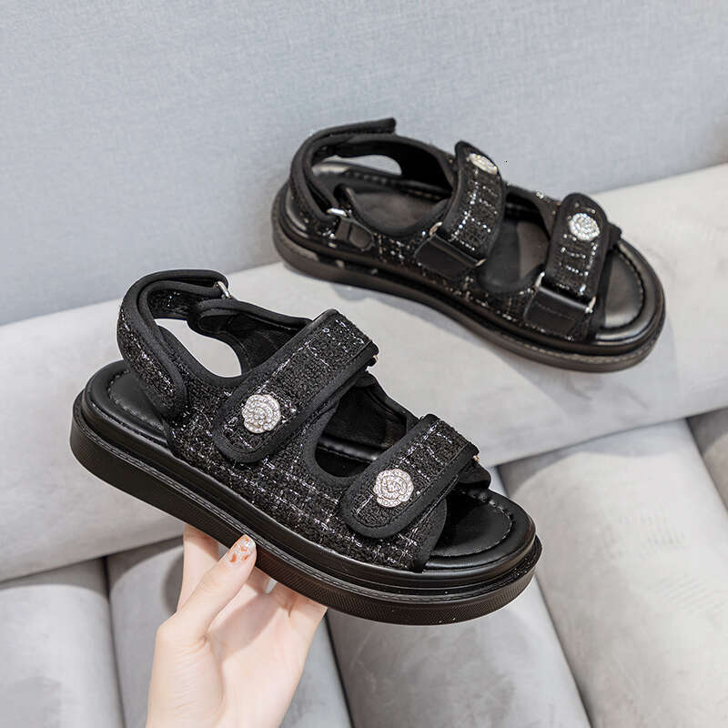 Woman Ladies Elegant Medium Heel Women's Flats Summer Platform Sandals Women 2023 New Designer Shoes Girls