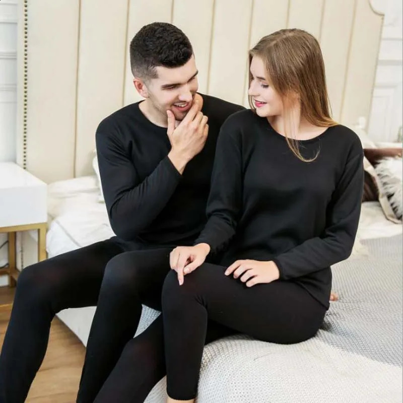 Long Johns Men Thermal Underwear Winter Fleece Johns Sets Women Fleece Warm Pajamas Set Velvet Thick Thermal Underwear Sets 241105