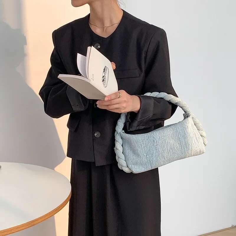 Hand-woven chain messenger women's versatile denim handbag fashion bag handbags for women