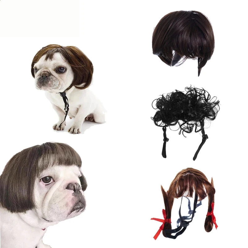 Halloowen Pet Wigs Cosplay Props Dog Cat Cross-Dressing Hair Set Hat Costumes Head Accessories Christmas Prank Costumes DIY 241212