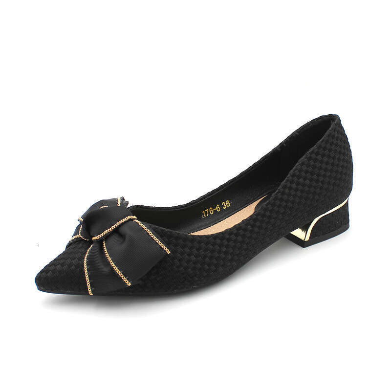 Mid To Low Order Shoes For Women 2020 Korean Version Autumn New Item Pointed Weave Versatile Thick Heel Ladies High Heels