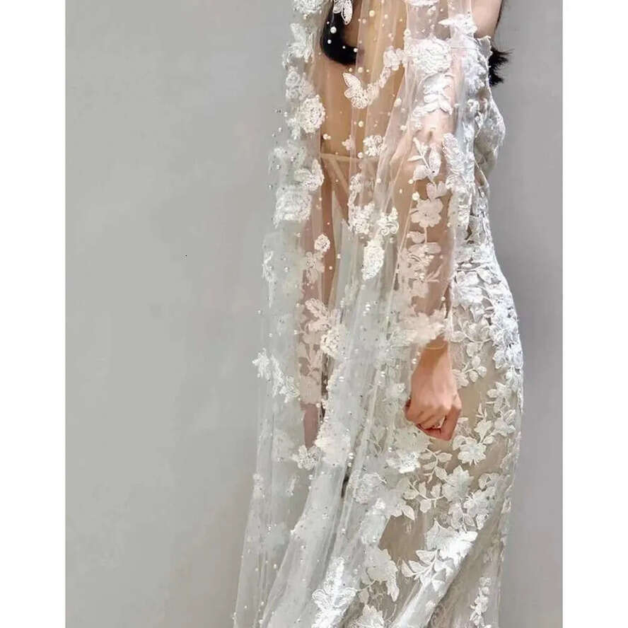 Woman For BOHO Dress Wedding Robe Style Long Sleeve Backless Mermaid Appliques Lace Wers Court Train Illusion Bridal Gowns Vestido De Noiva