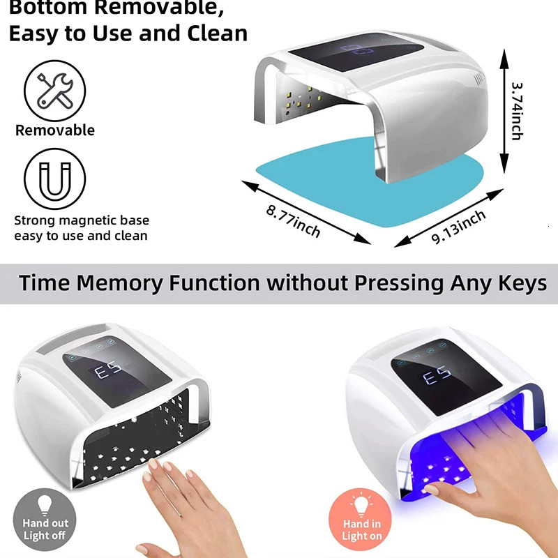 96W Mirror Reflective Bottom Nail Lamp Gel Polish Dryer Manicure Machine UV Light for Nails Professional Nail UV LED Lamp 241104