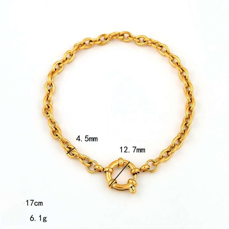 Fashionable and minimalist style spring buckle blade bracelet stainless steel gold-plated paper clip chain trendy women's fashion