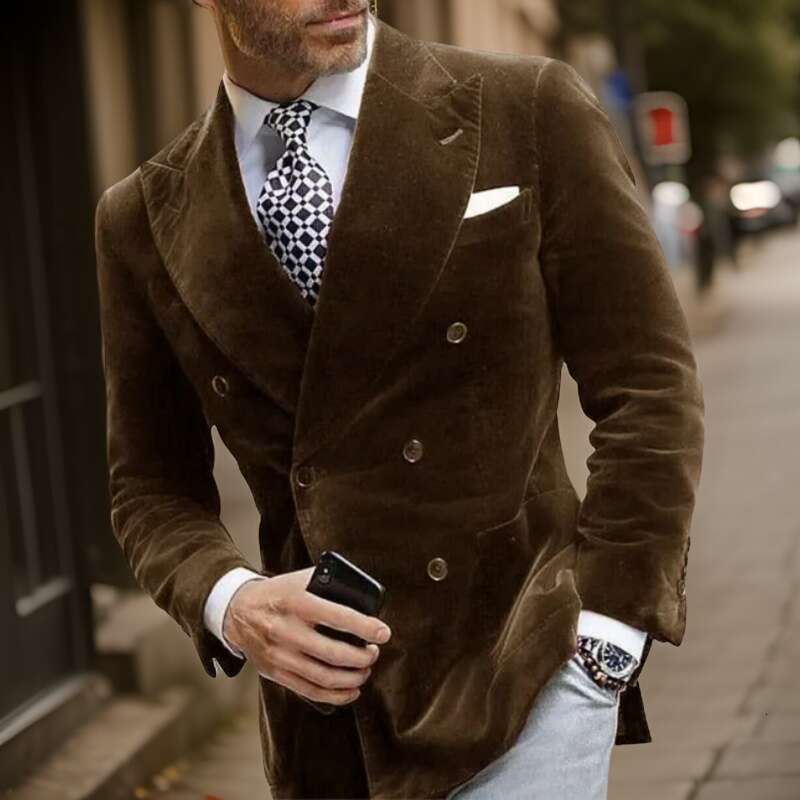 Veet Smoking Jacket Slim Fit 2024 Double Breasted Male Fashion Blazer 1 Piece Custom Made Italian Style Man Suit Coat