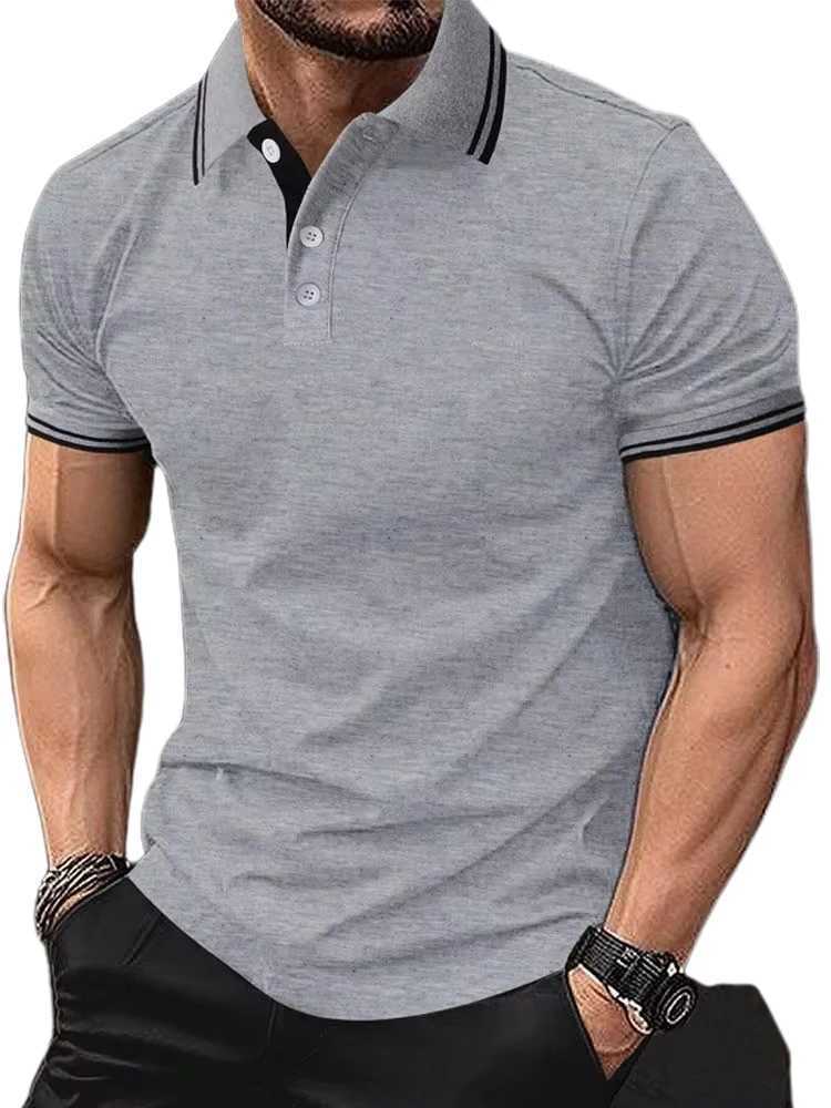 2024 New Solid Color Collar Shirt Summer Fashion Breathable Mens and Womens Short sleeved T-shirt Reason for Top Mens Wear W241104