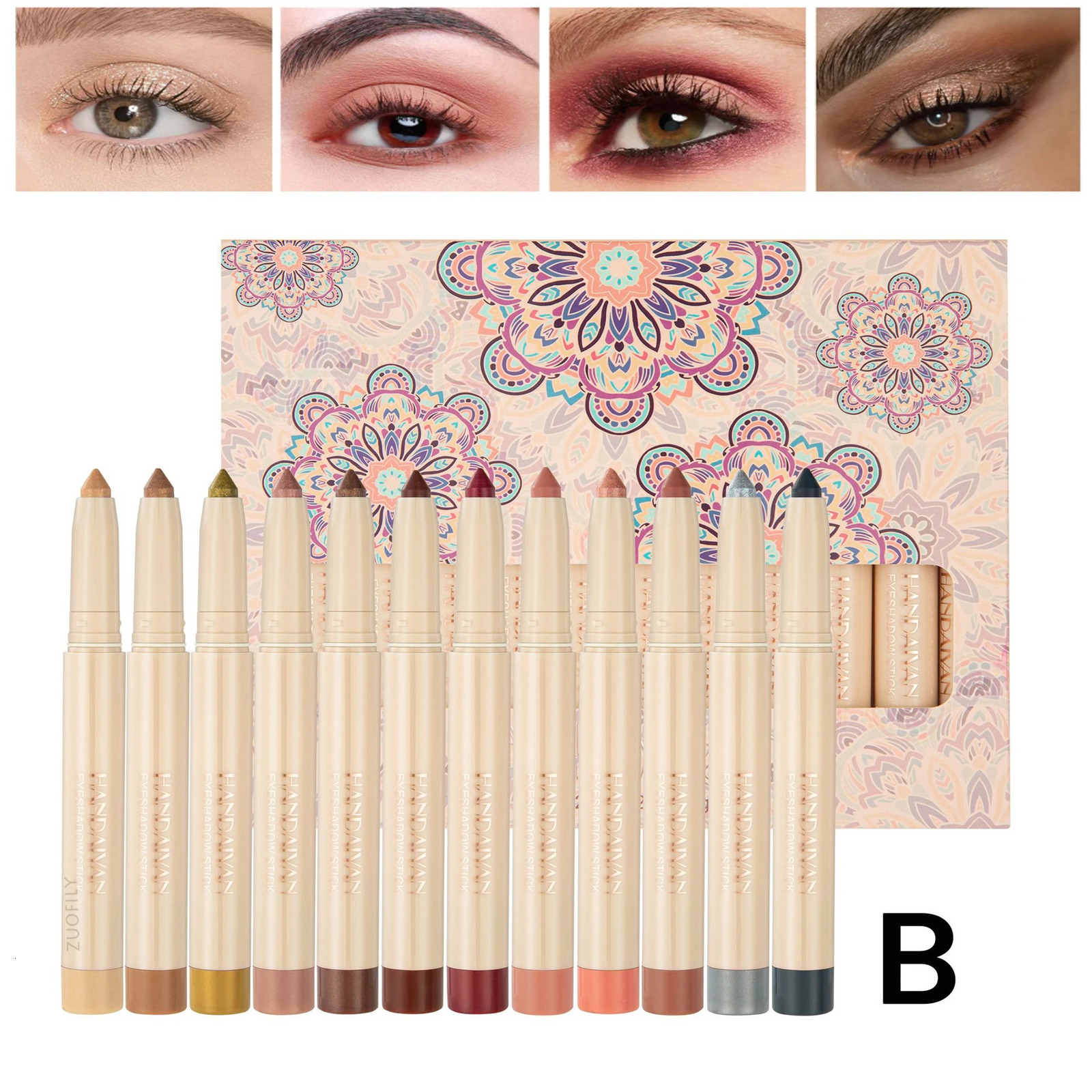 Eyeshadow Pencil Set 12 Colors Long Lasting Glitter Shimmer Eye Shadow Liner Pen Highlighter Silkworm Pencil Eyes Makeup Tools 241104