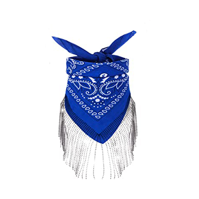 Stage Wear Diamond tassel handkerchief cashew headscarf hip-hop street dance headscarf cowboy party accessories