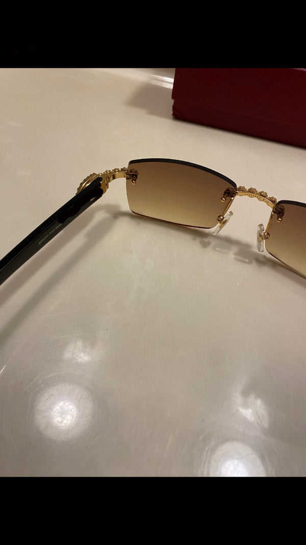 iced out rimless sunglasses detroit style black buffs bussed down hip hop glasses for rappers personalised