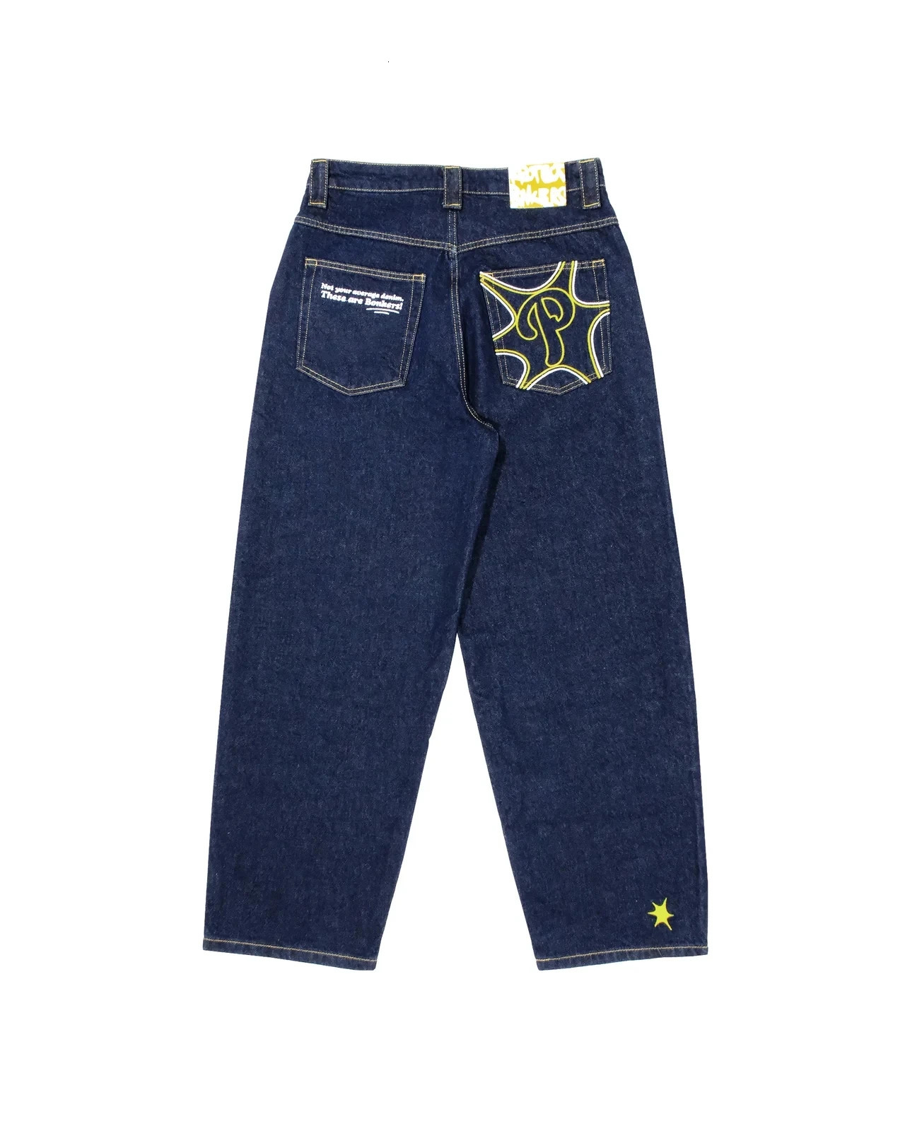Streetwear PROTECT Jeans Y2K Mens Pants Harajuku Hip Hop Letter Embroidery Vintage Blue Baggy High Waist Wide Leg Trouser 241104