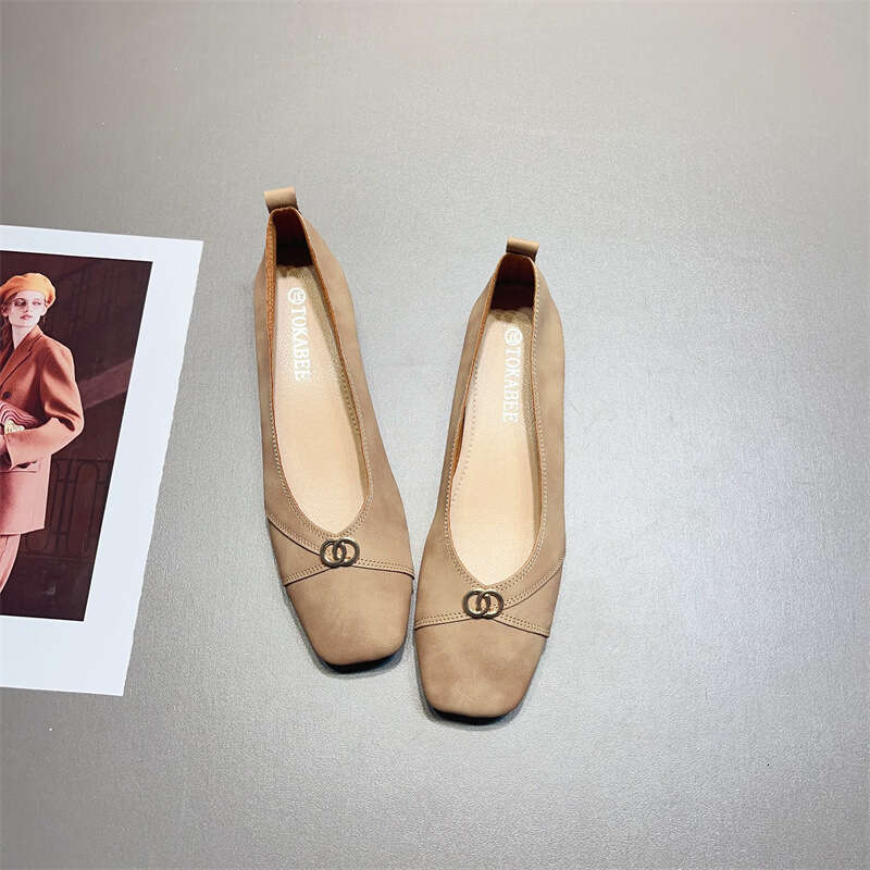 Shallow Mouth Flat Single Shoe Korean Version Summer New Grandma Leather Soft Sole Thick Low Heel Versatile Women's Shoes