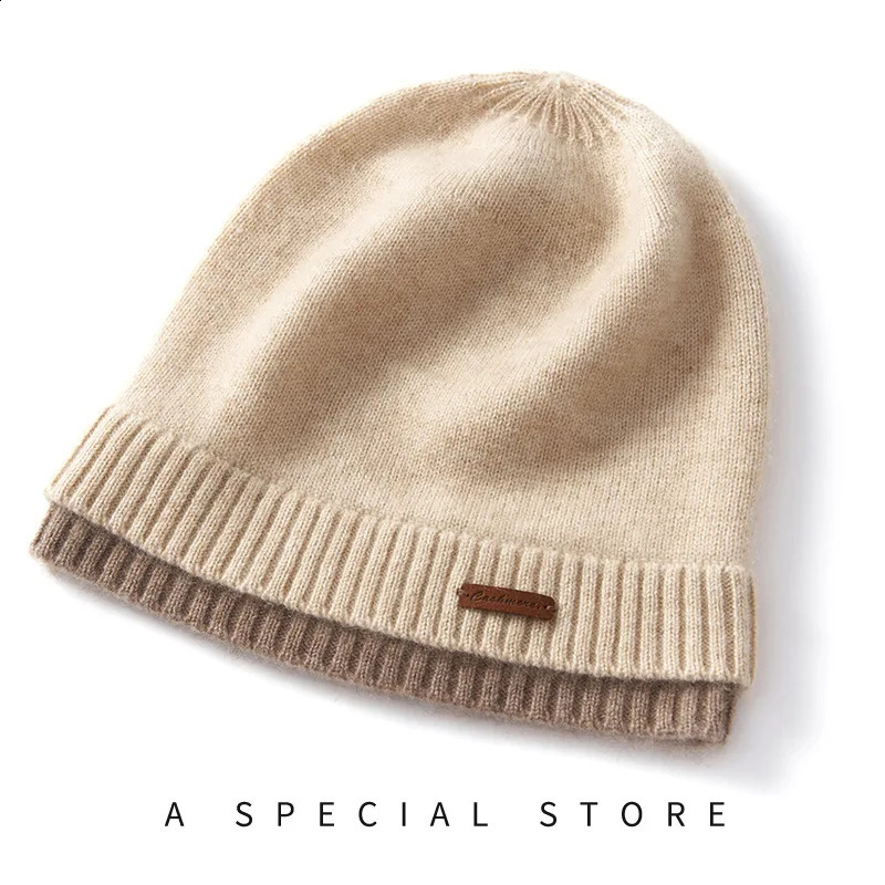 Soft Waxy Cashmere Hat Spring And Autumn Womens HighEnd DoubleLayer Color Knitted Warm Fashionable Baotou Casual 241105