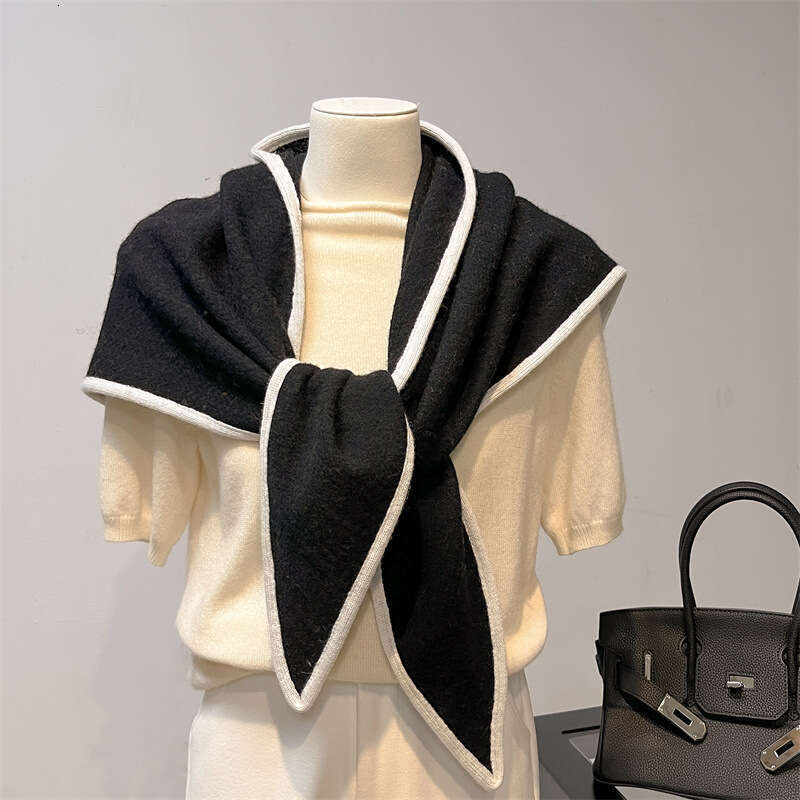 100% wool shawl autumn and winter knitted women's multi series method neck protection triangle scarf knotted camisole