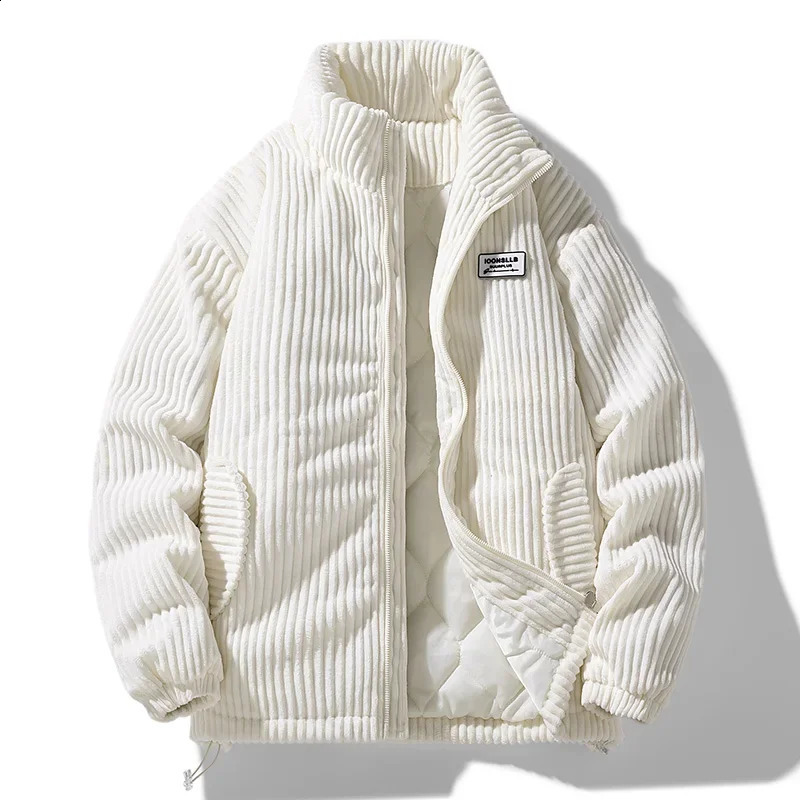 Winter Corduroy Parka Jacket Men Cotton Padded Parkas Autumn Puffer Jacket Male Vintage Korean Man Stand Collar Windbreaker Coat 241105