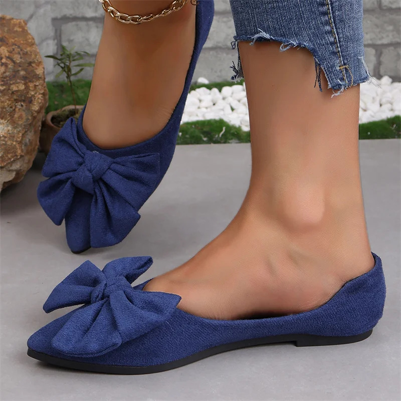 New Summer Style Fashionable Comfortable And Versatile Women's Casual Simple Wear-Resistant Flat Bottom Bow Shoes