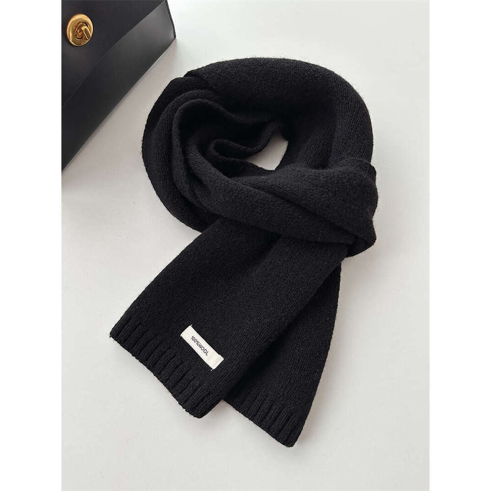 Selected Australian Pure Wool Scarf New Solid Color Versatile Men's and Women's Winter Warm Knitted Neck