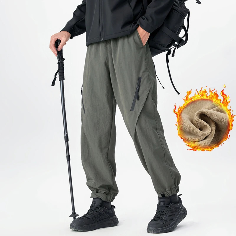 Outdoor Winter Waterproof Antifouling Fleece Pants Cargo Men Streetwear Loose Jogger Trousers Male Oversize 5xl 241105