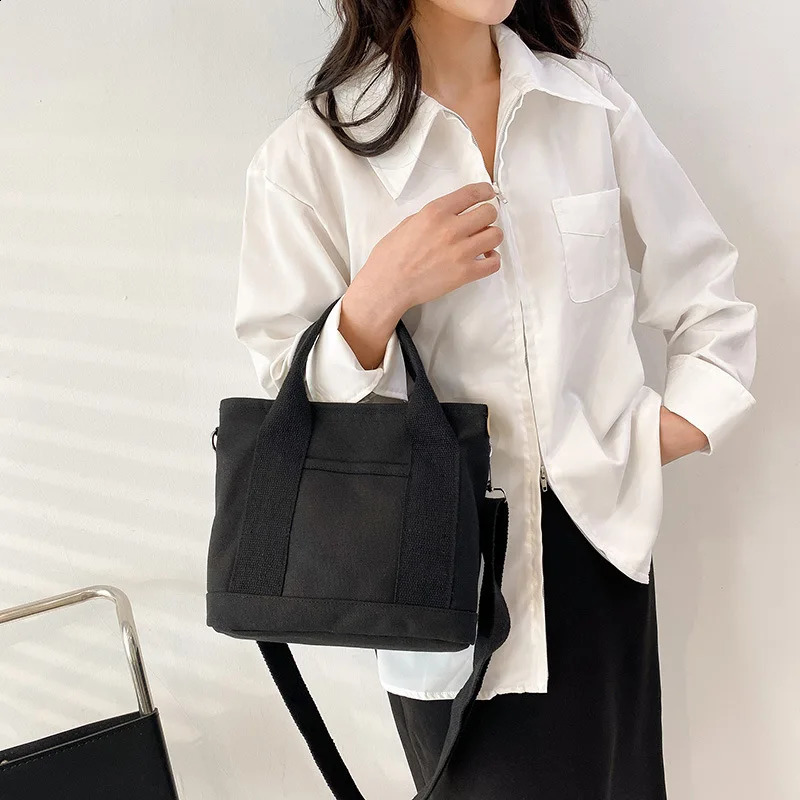 Simple small canvas bag suitable for women Japanese OL ladies bento bag womens cross body bag mini handbag Bolsos 241105