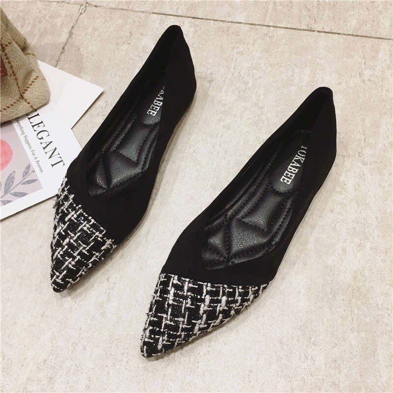 2023 Autumn New Internet Celebrity Versatile Small Fragrant Style Pointed Shallow Mouth Flat Single Women's Soft Soled Bean Shoes