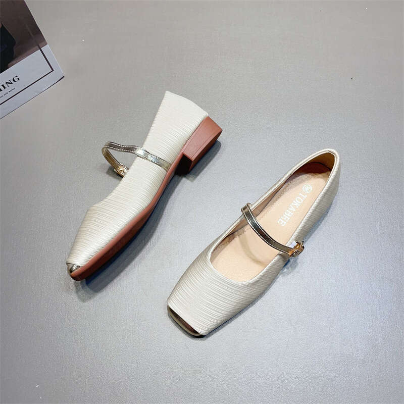 Mary Jane's Coarse Follow Up Women's Korean Edition New Fashionable And Versatile Low Heel Square Head Shallow Mouth Silk Gentle Evening Sho