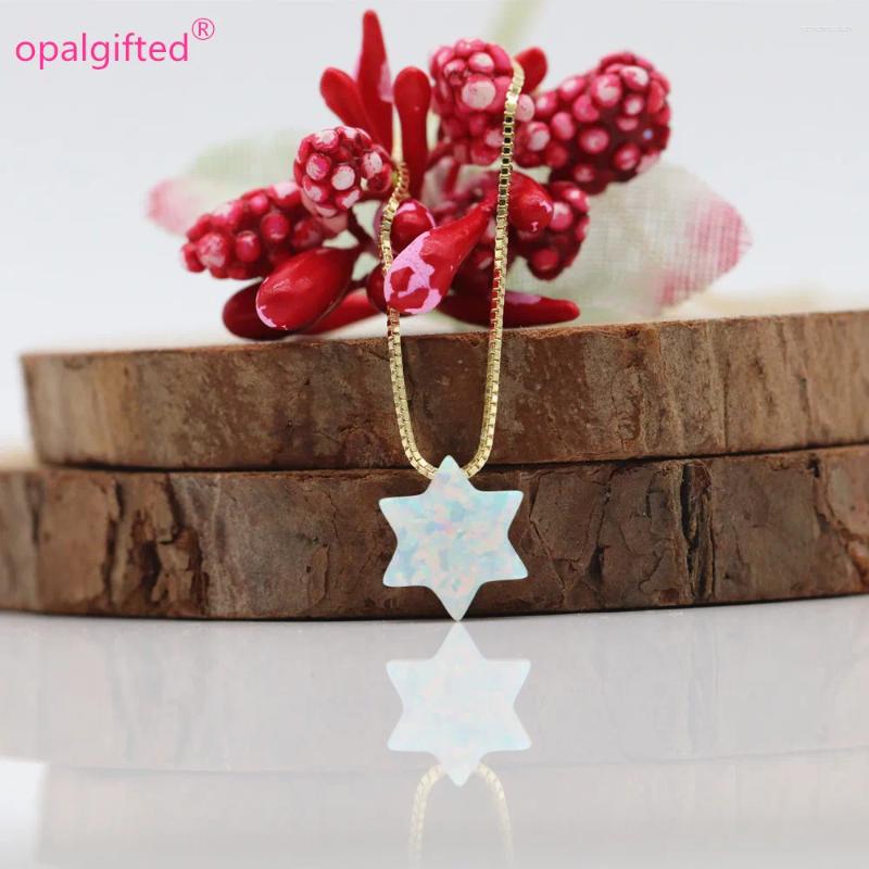 Pendants (1pc/lot)925 Sterling Silver White/Blue Fire Opal David Star Necklaces Stars For Women Wedding Jewelry Birthday Gifts