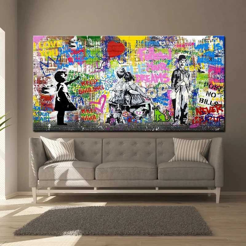 Banksy Street Art Graffiti Urban Wall Art Balloon Girl Canvas Painting Large Size Posters and Prints for Living Room Home DecorXJ241104