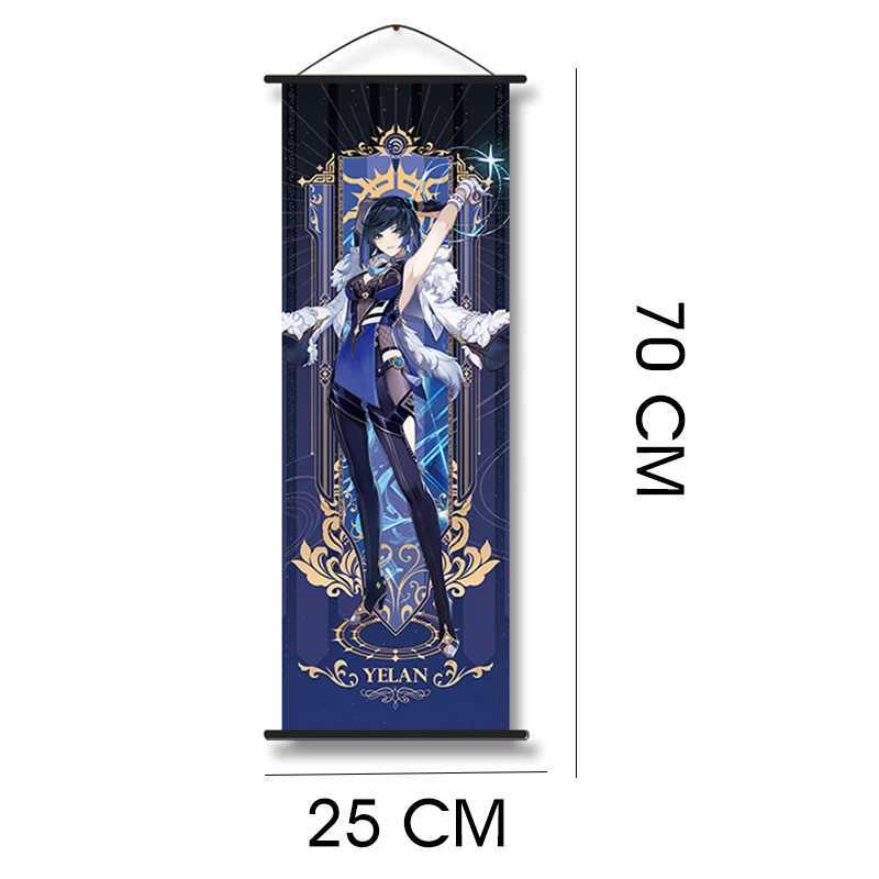 Anime Poster Genshin Impact Arlecchino Raiden Scroll Canvas Hanging Painting Wall Decor Picture Room Decoration Wall Art GiftsXJ241104