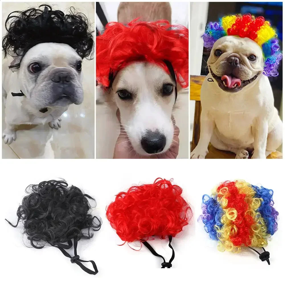 Pet Wigs Cosplay Props Funny Dogs Cats Cross-Dressing Hair Hat Costumes Head Accessories For Halloowen Christmas Pet Supplies 241212