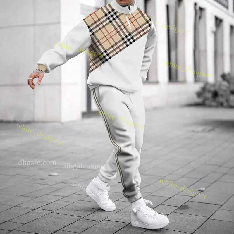 Designer Tracksuits Men Two Piece sets Men's sports and leisure printed zipper polo shirt long sleeved sweatshirt and pants set