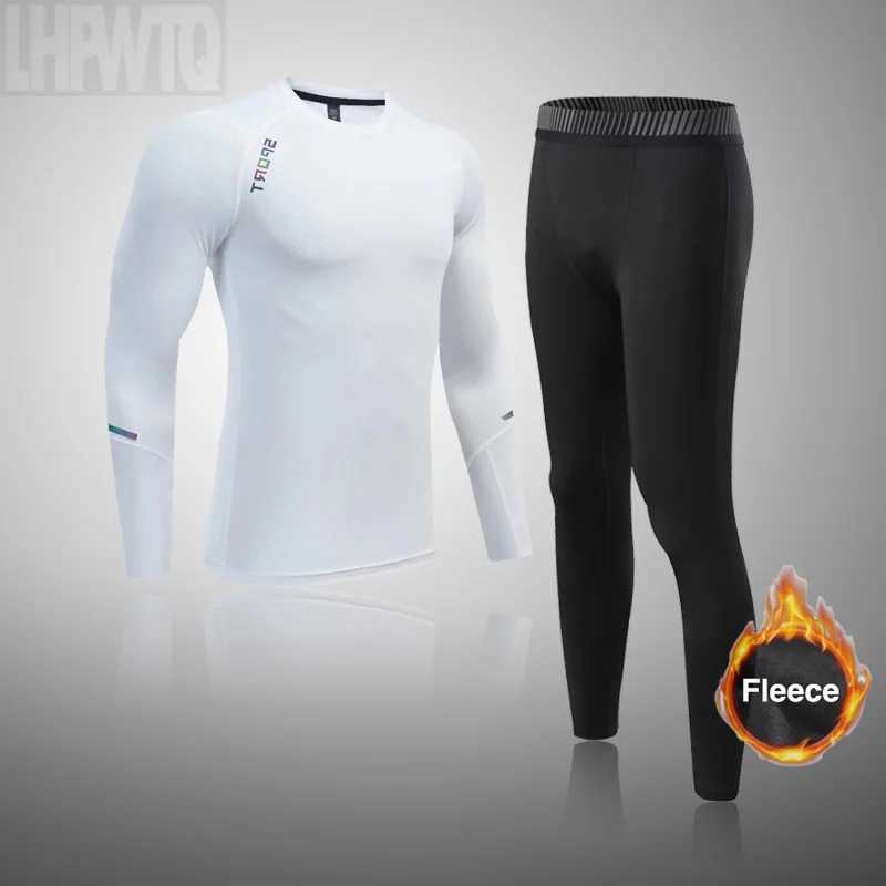 New Turtleneck Thermal Underwear Sets Men Fleece Sweater Blouse Long Sleeve Thermal Underwear Suit Winter Compression t-Shirt LX241104