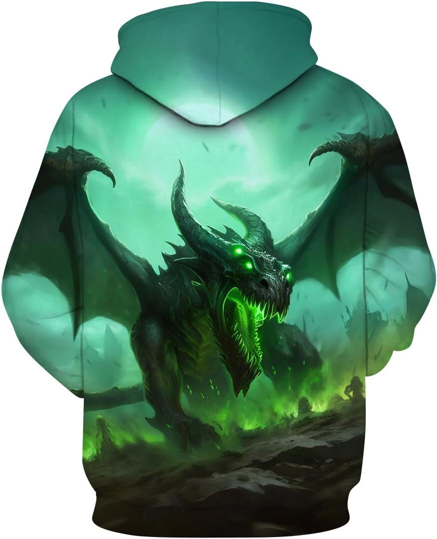 Hoodie for Mens Womens Mens Dragon Hoodie - Fantasy Theme, Animal Graphic Sweatshirt Graphic Hoodies sweatshirt Pullover Long Sleeve Fashionable, cool