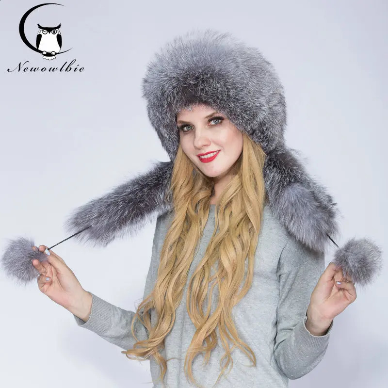 WNAORBM Real Rex rabbit Fox Fur Scarf Hat Soild White Winter Natural Hats Fashion n Keep Warm Young Lady 241105