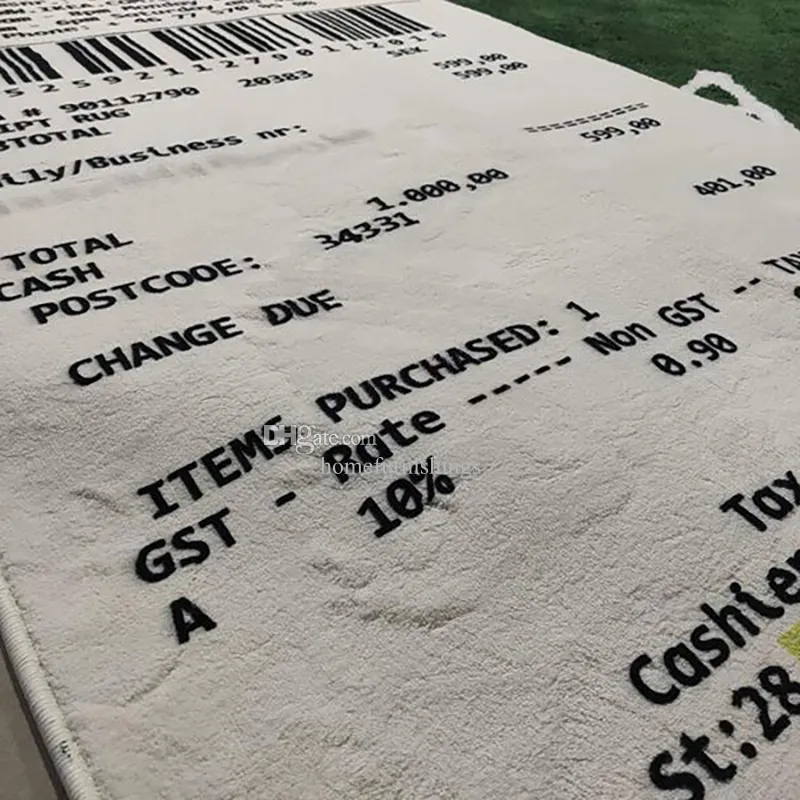 Carpet Home Furnishings Artistic Carpet Markerad Receipt Jagged Edge Shape Cashmere Rug Parlor Bedroom Playroom Hypebeast Collection Trending Floor M