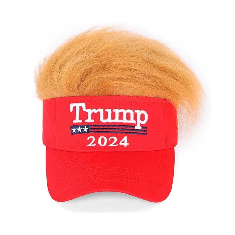 Synthetic Trump 2024 Hair Hat Donald Trump Makes America Great Again Wig Hat Embroidered Super Adjustable MAGA Baseball Hat Y241104