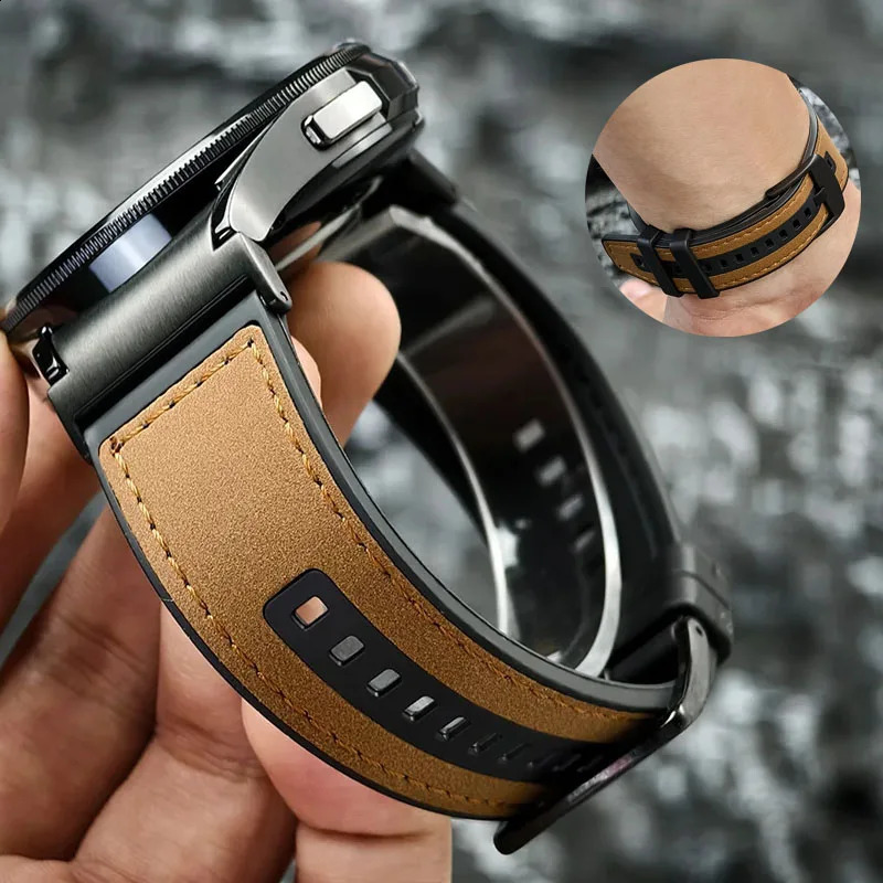 20mm Quick Fit Leather Band Galaxy Watch 7 6 5 4 40 44mm 5Pro 45 64 Classic 43 47mm 42 46mm No GAPs Strap 241105